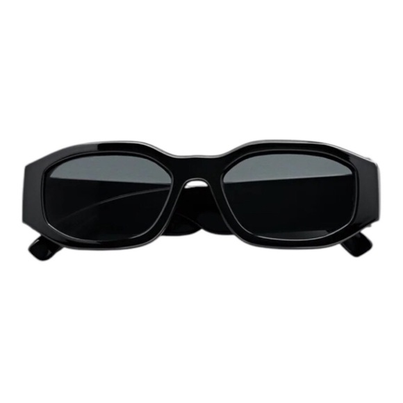 SZADE NIB East Side Black Ink Sustainable On Trend Rectangular Frame Sunglasses - Picture 2 of 8
